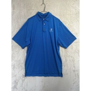 FootJoy Mens M Polo Shirt Blue Striped Ritz-Carlton Sarasota Performance Golf